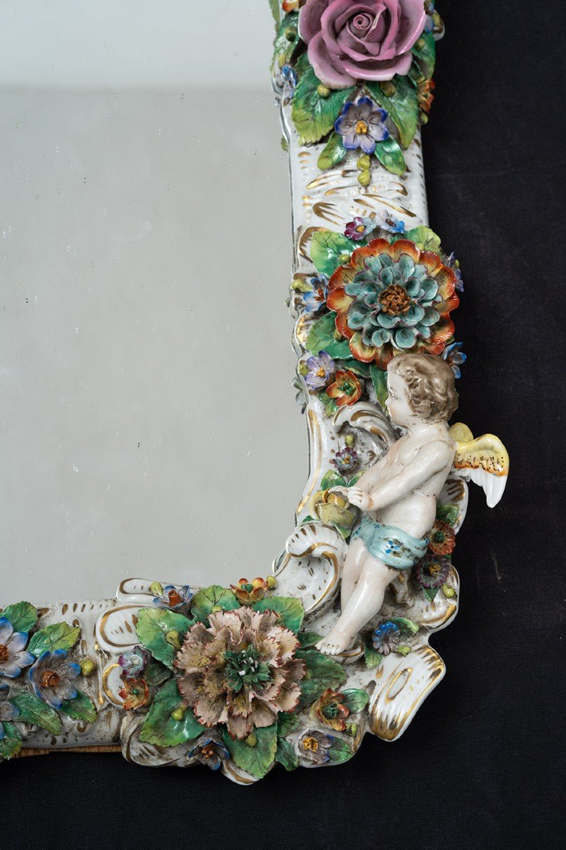 Antique Porcelain Mirror From The Early 20th Century.-photo-1