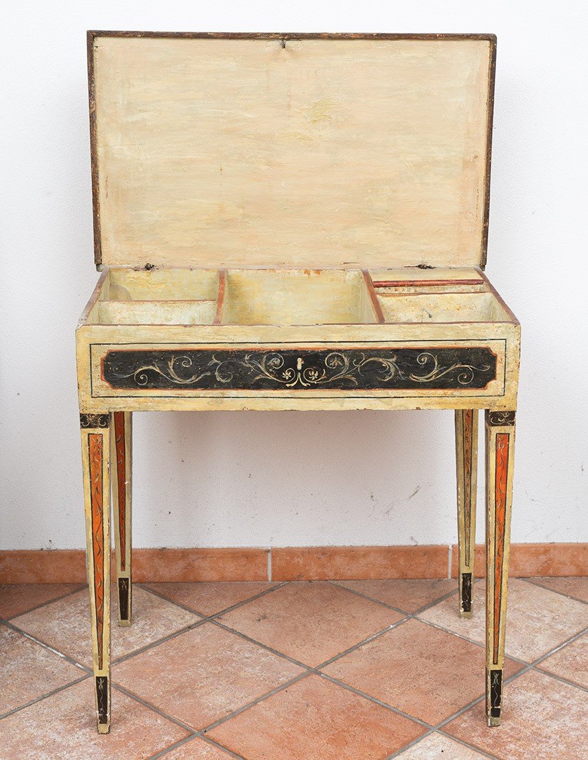 Console Ancienne Marchigiana En Bois Laqué Et Peint. Epoque XVIIIe Siècle.-photo-2