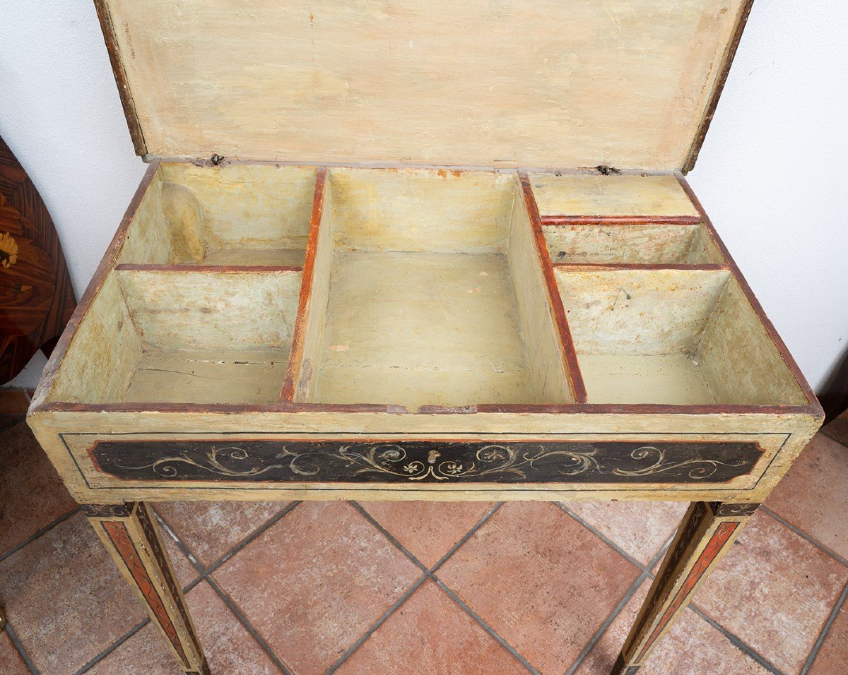 Console Ancienne Marchigiana En Bois Laqué Et Peint. Epoque XVIIIe Siècle.-photo-3