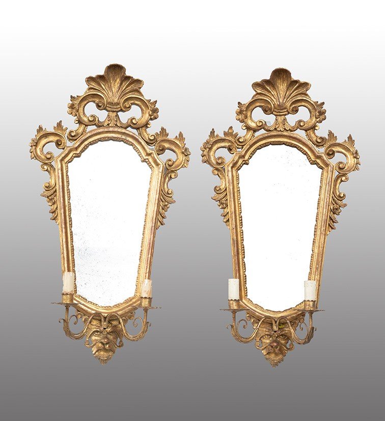 Paire De Miroirs Ancienne Venise (Italy) XIXe Siècle.