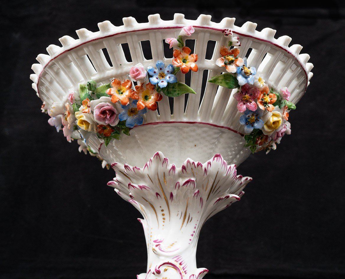 Antique Polychrome Porcelain Centrepiece From Sevres, 20th Century.-photo-1