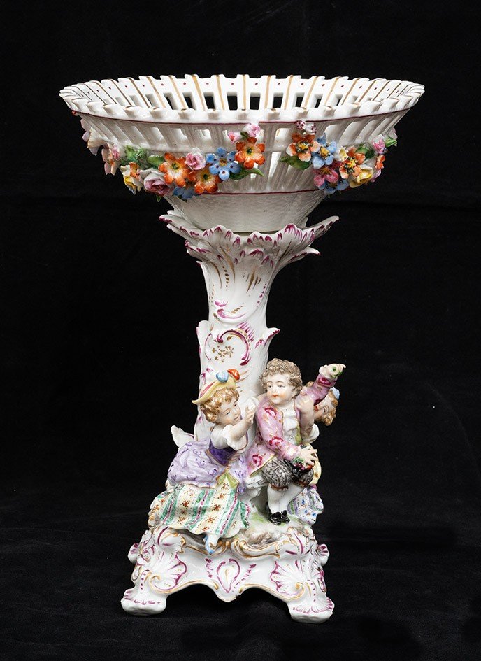 Antique Polychrome Porcelain Centrepiece From Sevres, 20th Century.