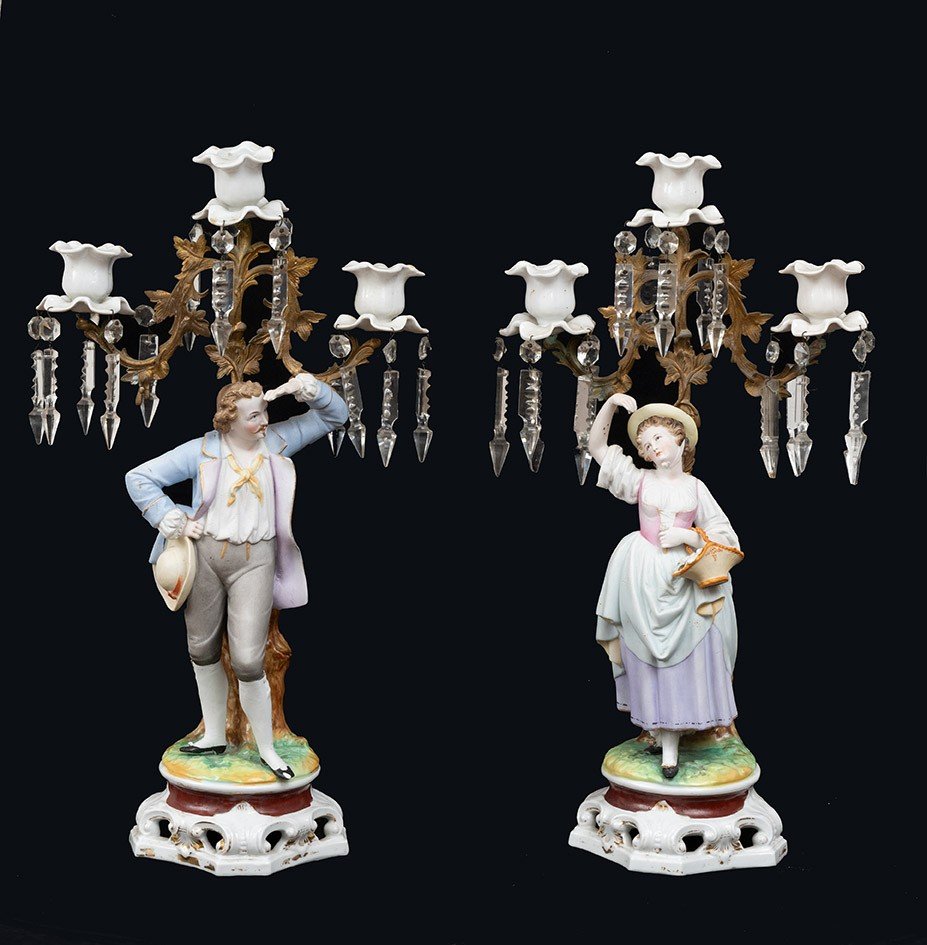 Pair Of Antique Candelabra From Naples, Early 20th Century.