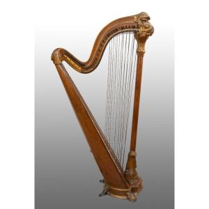 Antique Harp Signed "gustave Lyon" Paris. 19th Century Period.