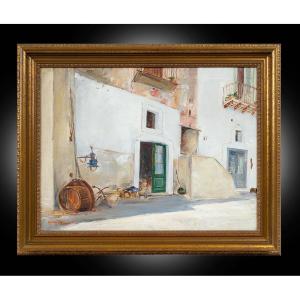 Oil Painting On Canvas Signed Guido Casciaro 1900-1963.