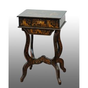 Antique Chinese Papier Mache Coffee Table Belonging To The Late 19th Century.