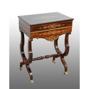 Antique Charles X Work Table, Early 19th Century Period.