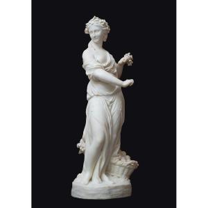 Ancient Sculpture In Statuary White Marble Depicting The Allegory Of Summer. France 18th Centur