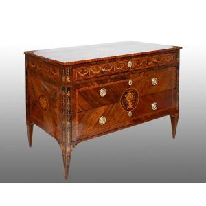 Commode Ancienne Louis XVI Italienne (lombardie) 18ème Siècle