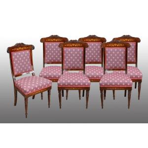 Group Of Six Charles X Chairs French 19th Century.