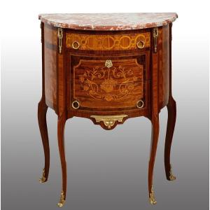 Petit Commode Ancienne Demi Lune Napoléon III France 19ème Siècle.