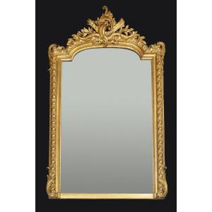 Antique Napoleon III Mirror In Gilded And Carved Wood. France 19th Century.