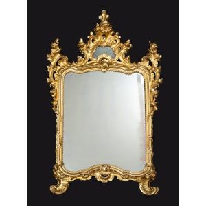 Antique Louis XV Neapolitan Mirror From The 18th Century.