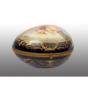 Antique Napoleon III Sevres Porcelain Jewelry Box Signed "e.froger". 19th Century.