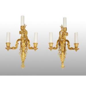 Pair Of Antique Wall Lamps From France, 19th Century.