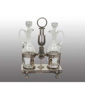 Empire Silver Oil Cruet, France, Early 19th Century.