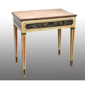 Antique Marchigiana Console In Lacquered And Painted Wood. Period 18th Century.