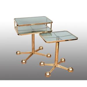 Brass And Glass Coffee Table By Allegri Arredamenti Parma From The 70s.