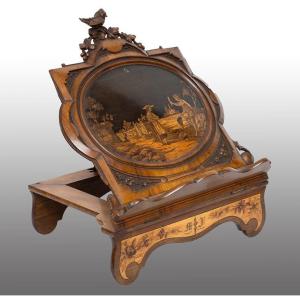 Antique Sorrento Letter Holder In Olive Wood. Period 19th Century.