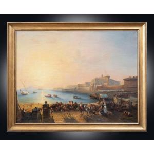 Tableau Ancienne Huile Sur Toile. Epoque : Début Du 19e Siècle Naples