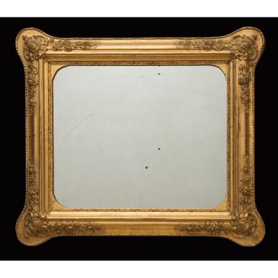 Antique Napoleon III Mirror In Golden Wood 19th Century.