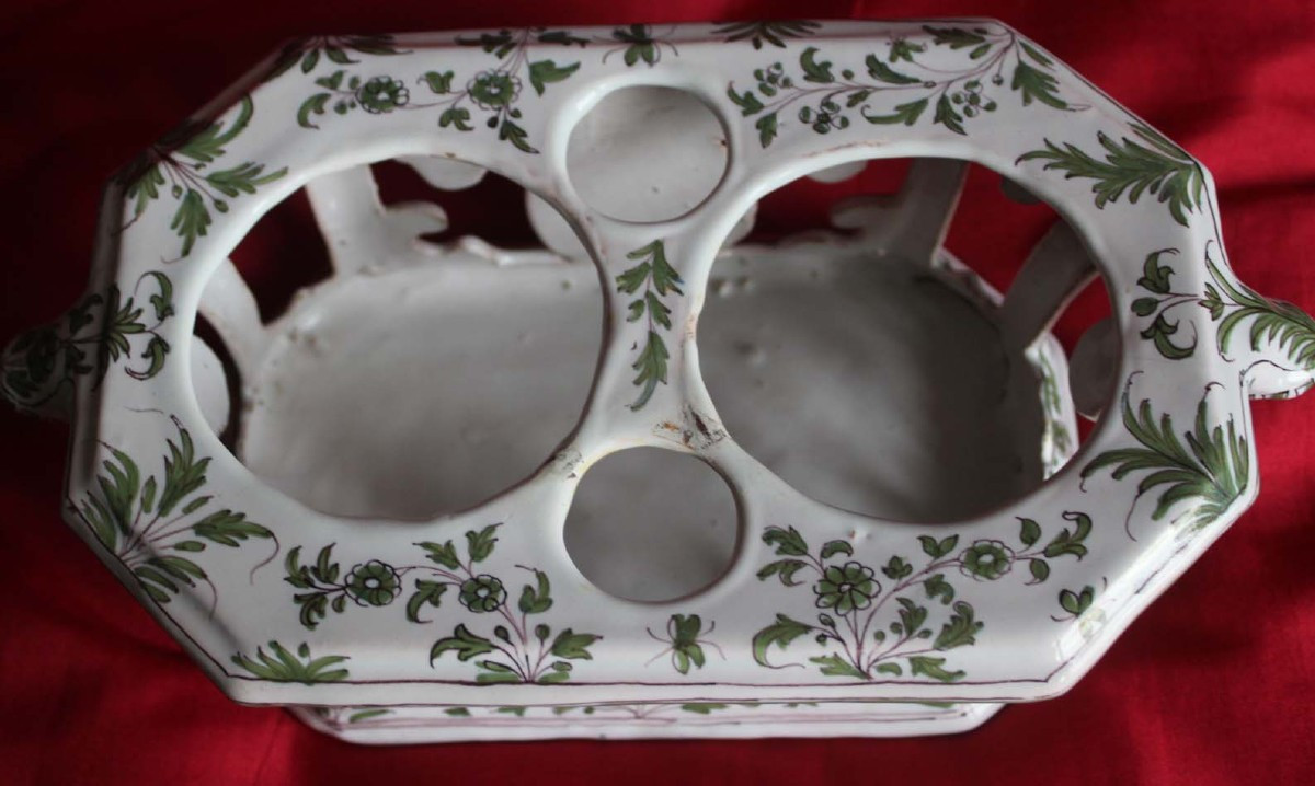 Moustiers 18th Century (earthenware Oil/vinegar Cruet Holder)-photo-3