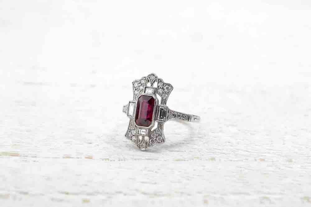 Marquise Art Deco Ruby And Diamond Ring-photo-3