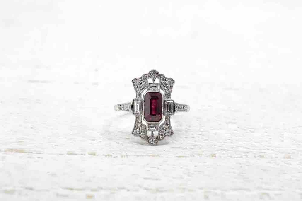 Marquise Art Deco Ruby And Diamond Ring-photo-4