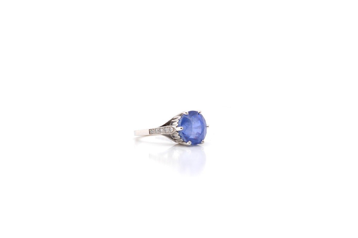 Sapphire Diamond Platinum Ring-photo-3