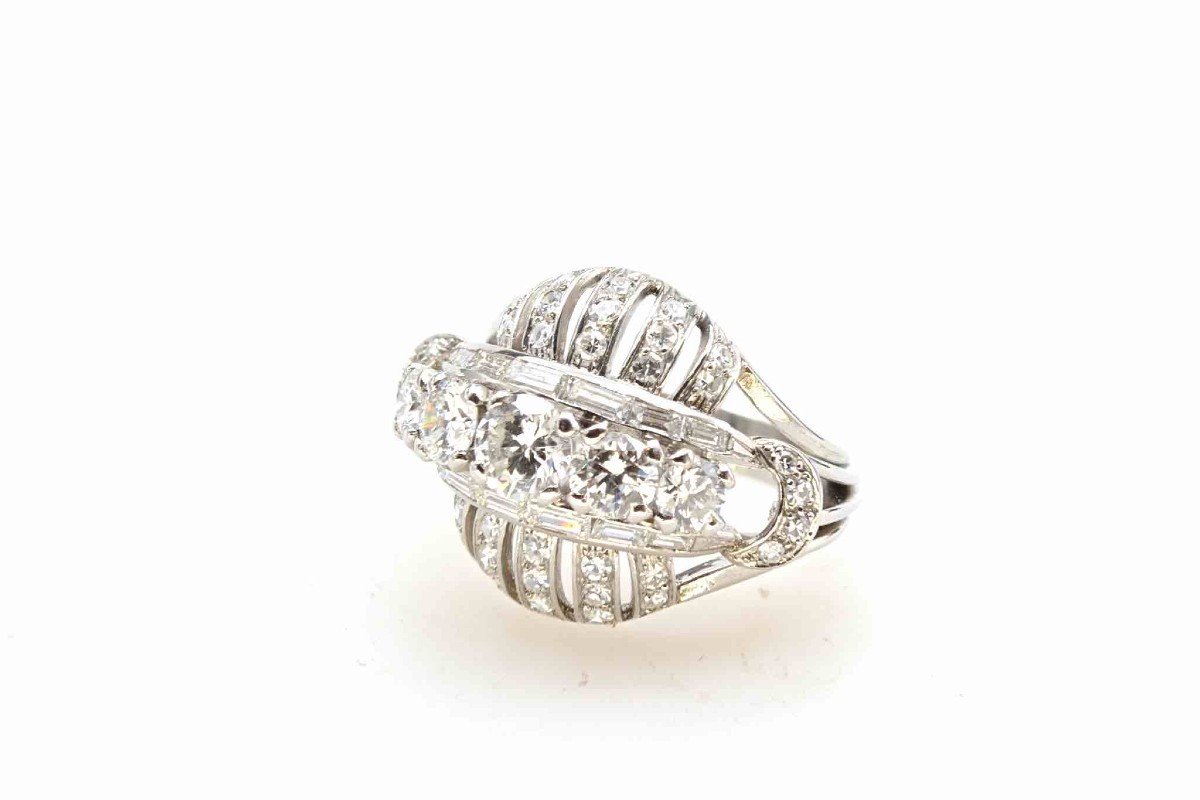 1950s Diamond Dome Ring In Platinum