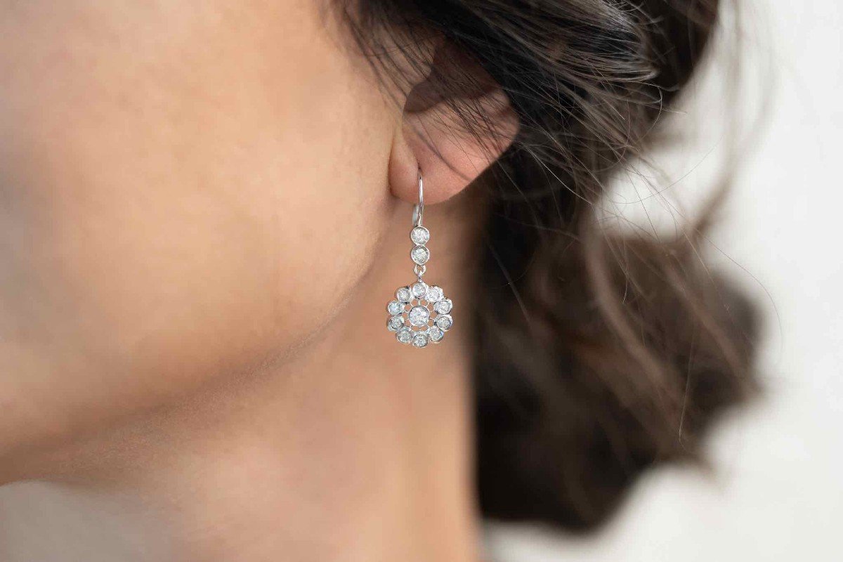 Boucles D’oreilles Diamants En Or Blanc 18k-photo-2
