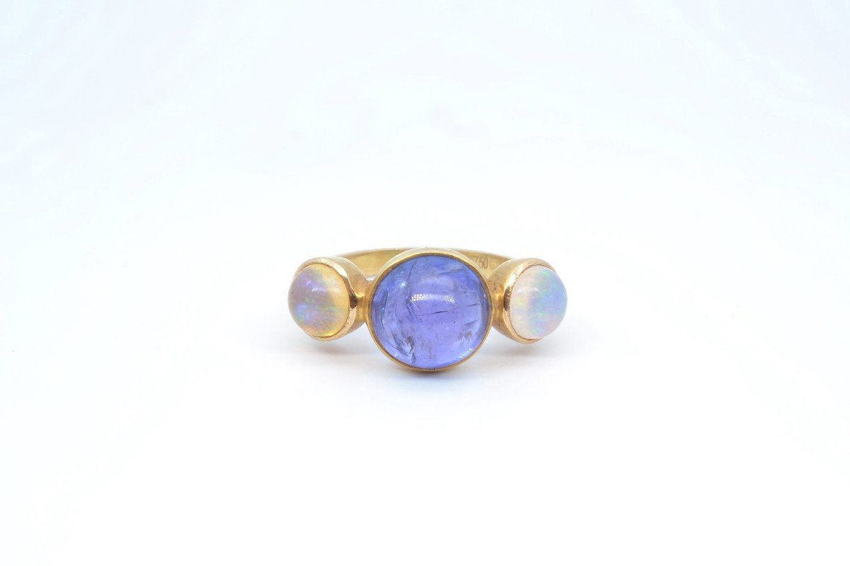 Opals And Tanzanite Ring In 18k Gold-photo-2