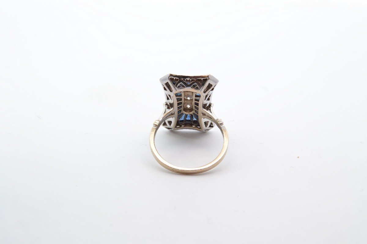 Art Deco Sapphires Diamonds Ring-photo-1