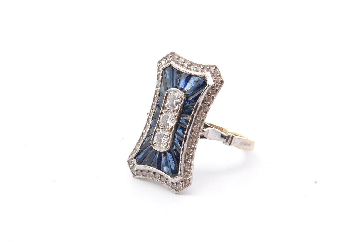 Art Deco Sapphires Diamonds Ring