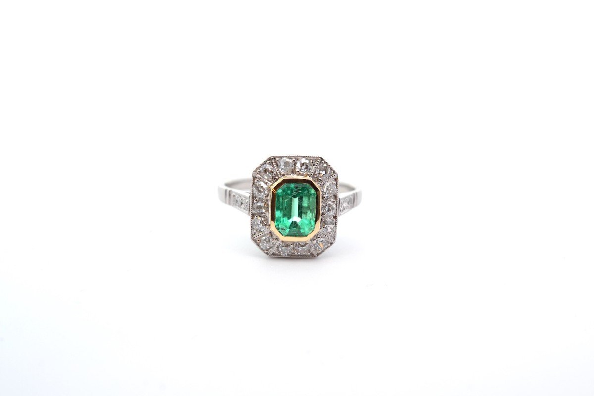 Emerald Ring Diamonds In Platinum-photo-2