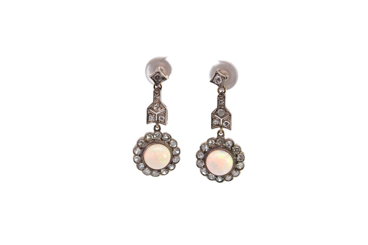 Old Opal And Diamond Earrings