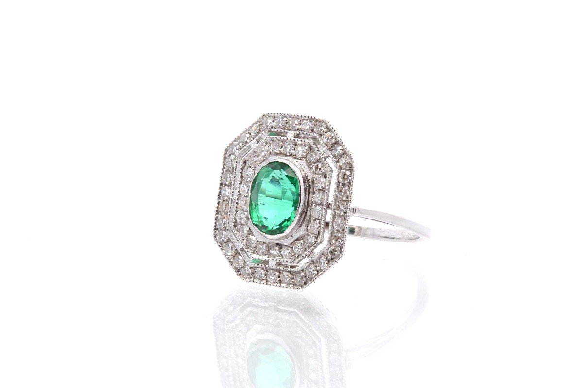 Entourage Diamonds Emerald Ring