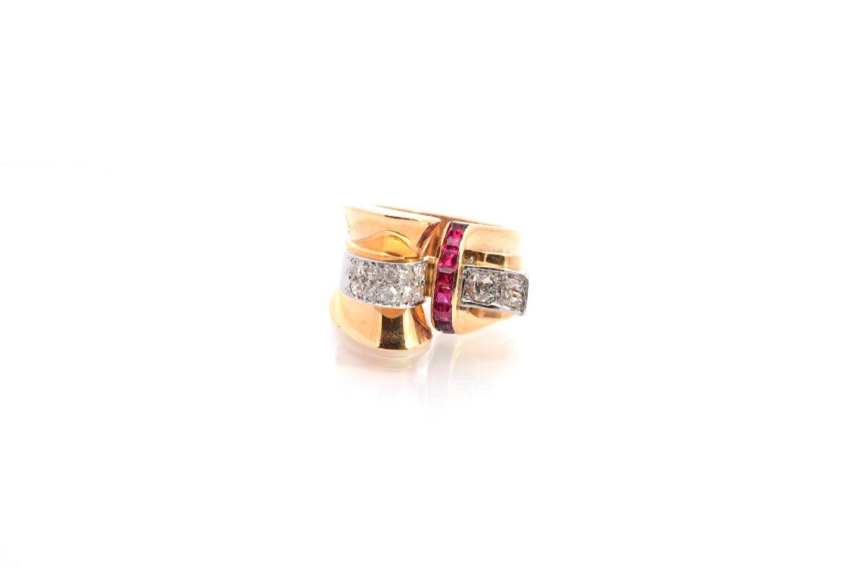 Bague Tank D’occasion Rubis Et Diamants-photo-2