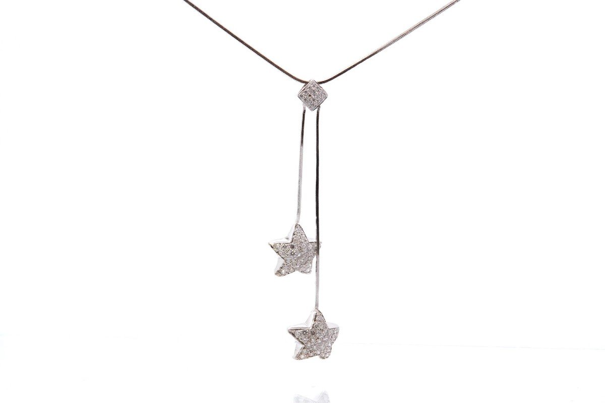 Collier étoiles Diamants En Or Blanc 18k-photo-2