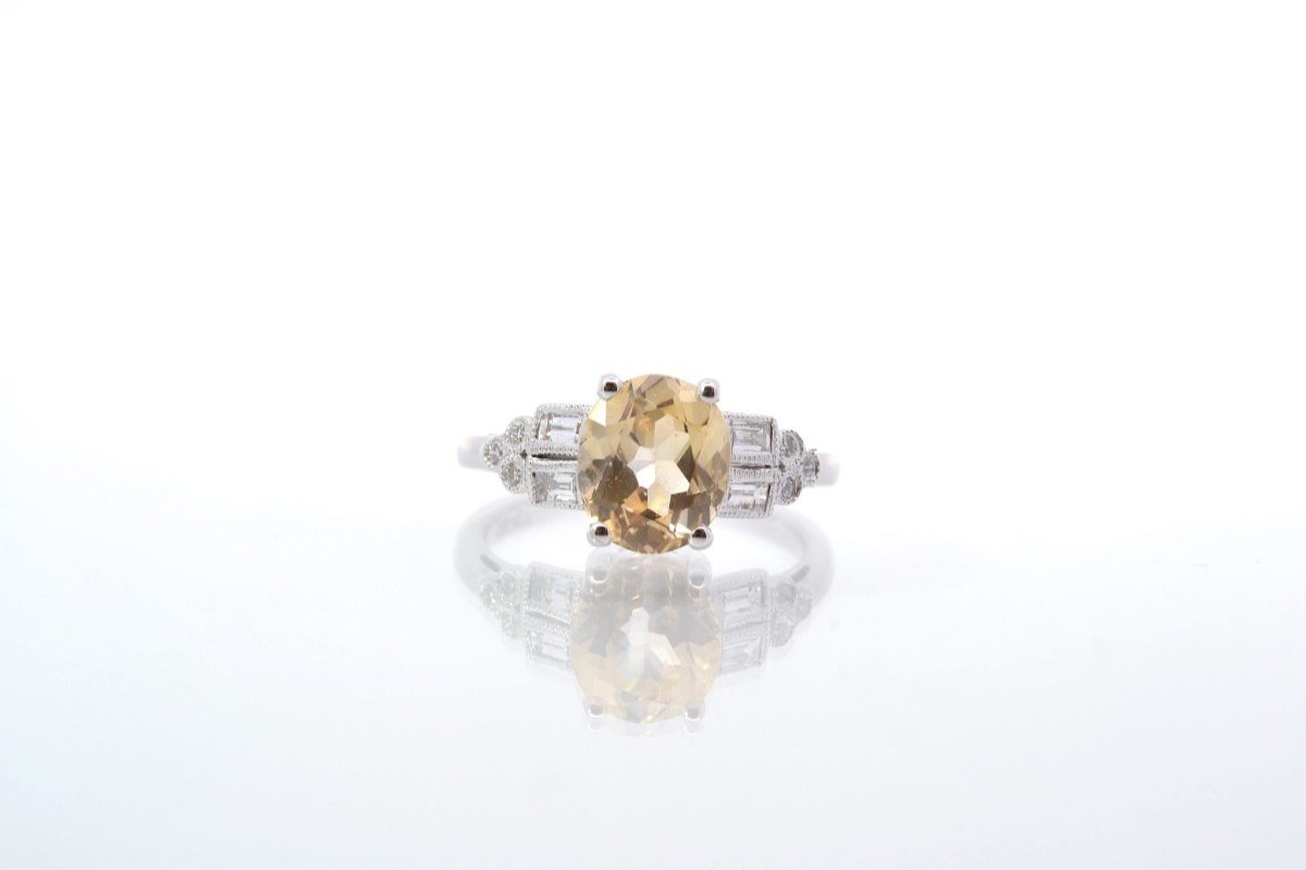 Bague Vintage Saphir Jaune Et Diamants-photo-2