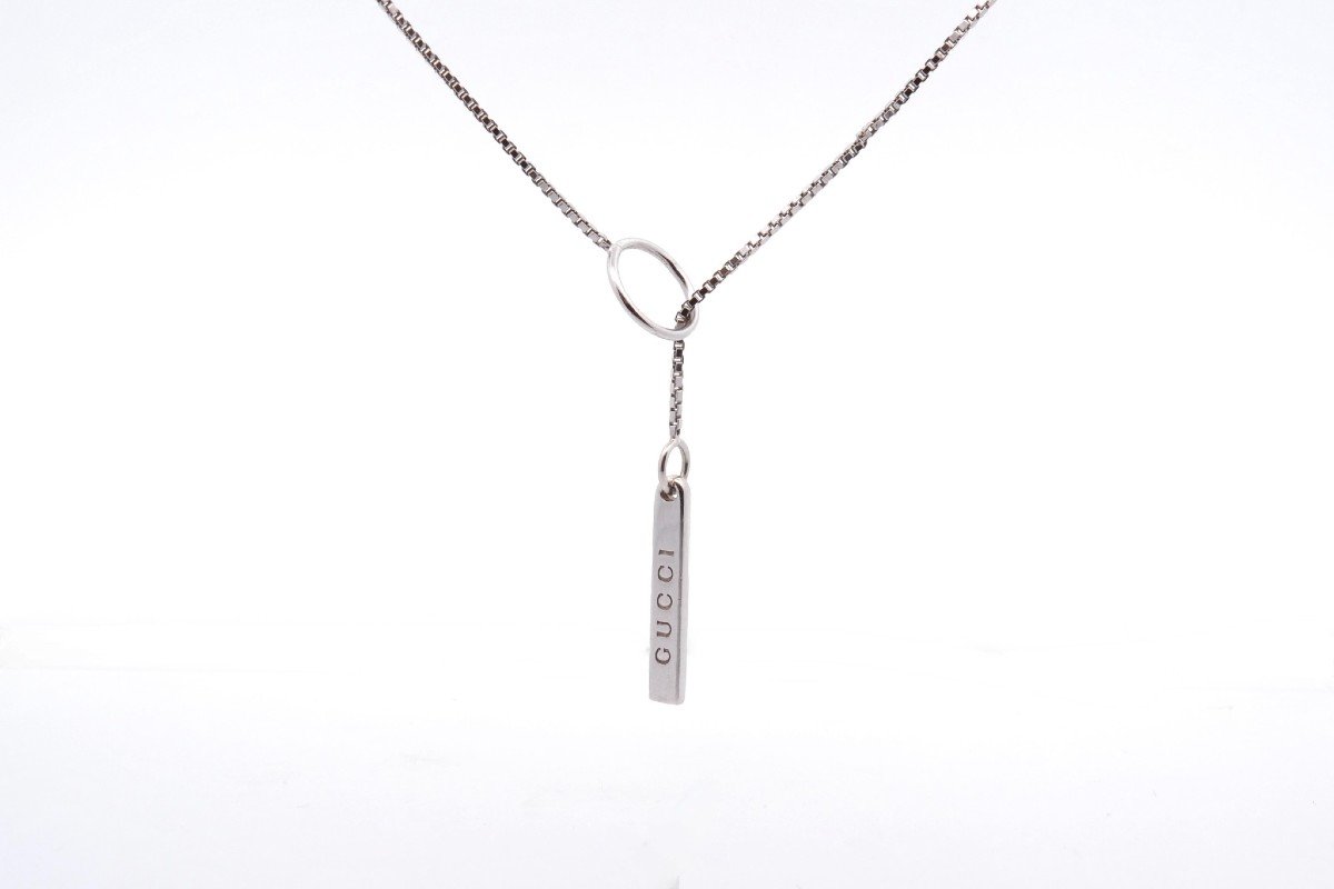 Gucci “link To Love” Necklace In 18k White Gold-photo-2