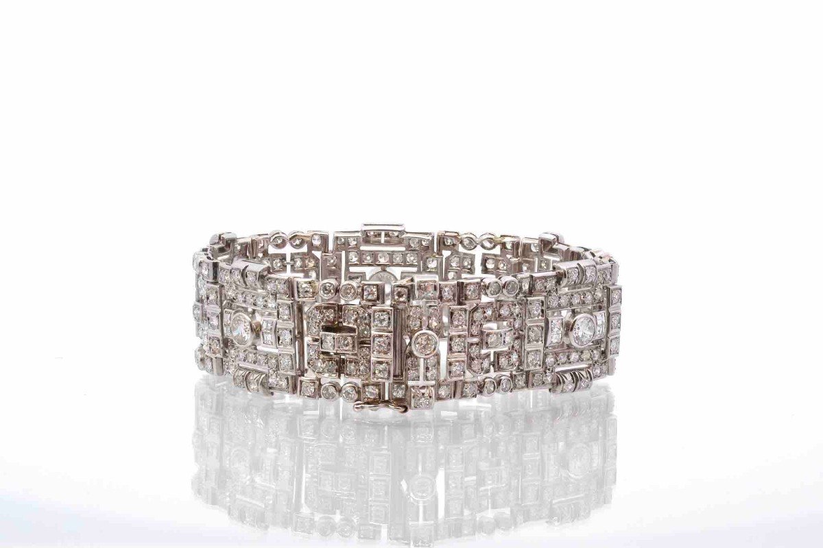 Art Deco Diamond Bracelet In Platinum-photo-3