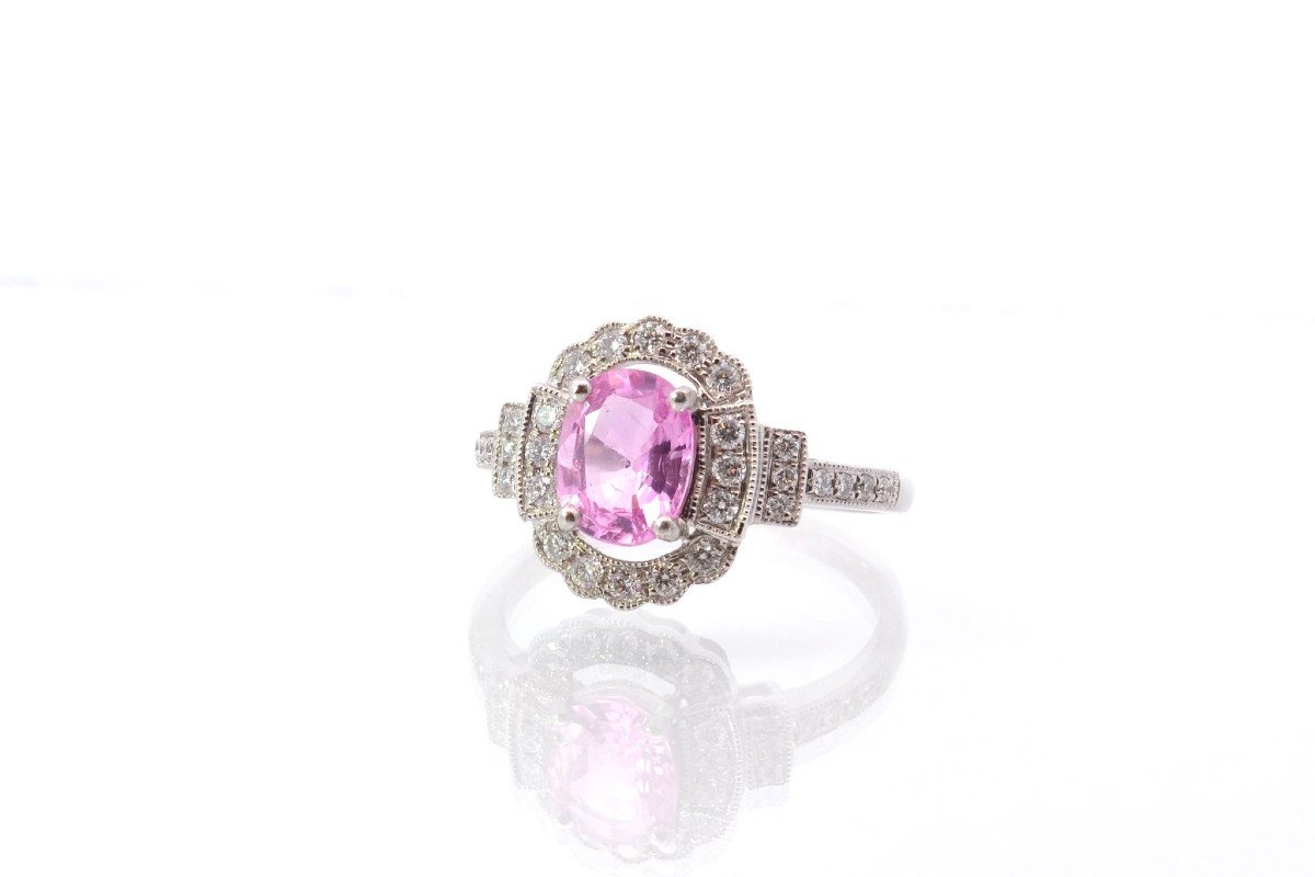 Pink Sapphire And Diamond Ring In 18k Gold