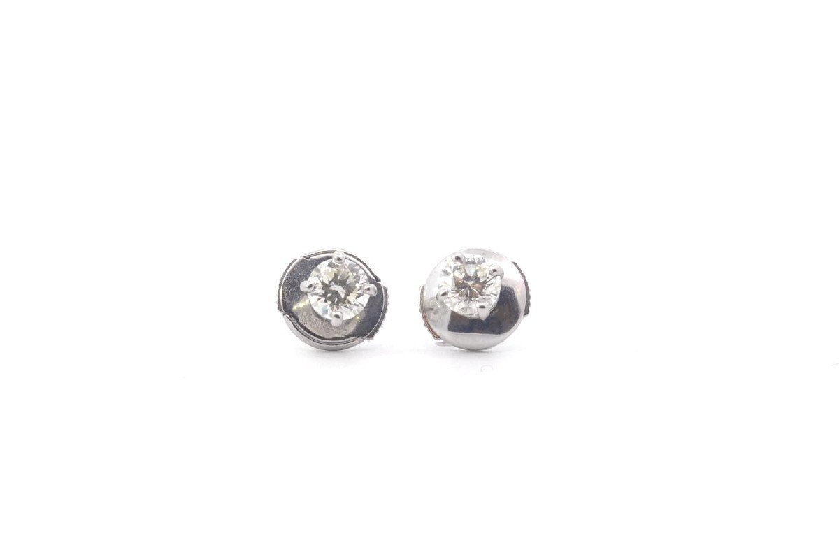 Boucles D’oreilles Puces Diamants Extra Blanc