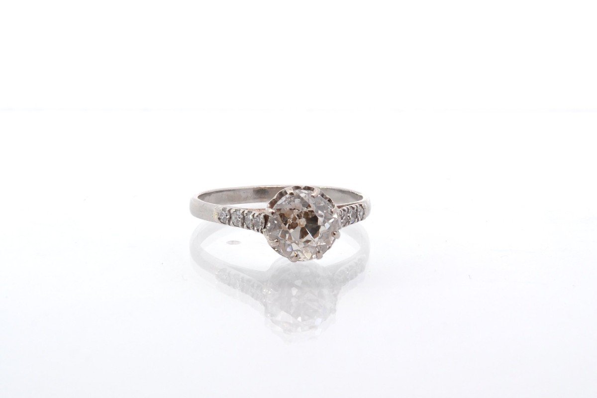 Bague Vintage Diamants En Platine-photo-3