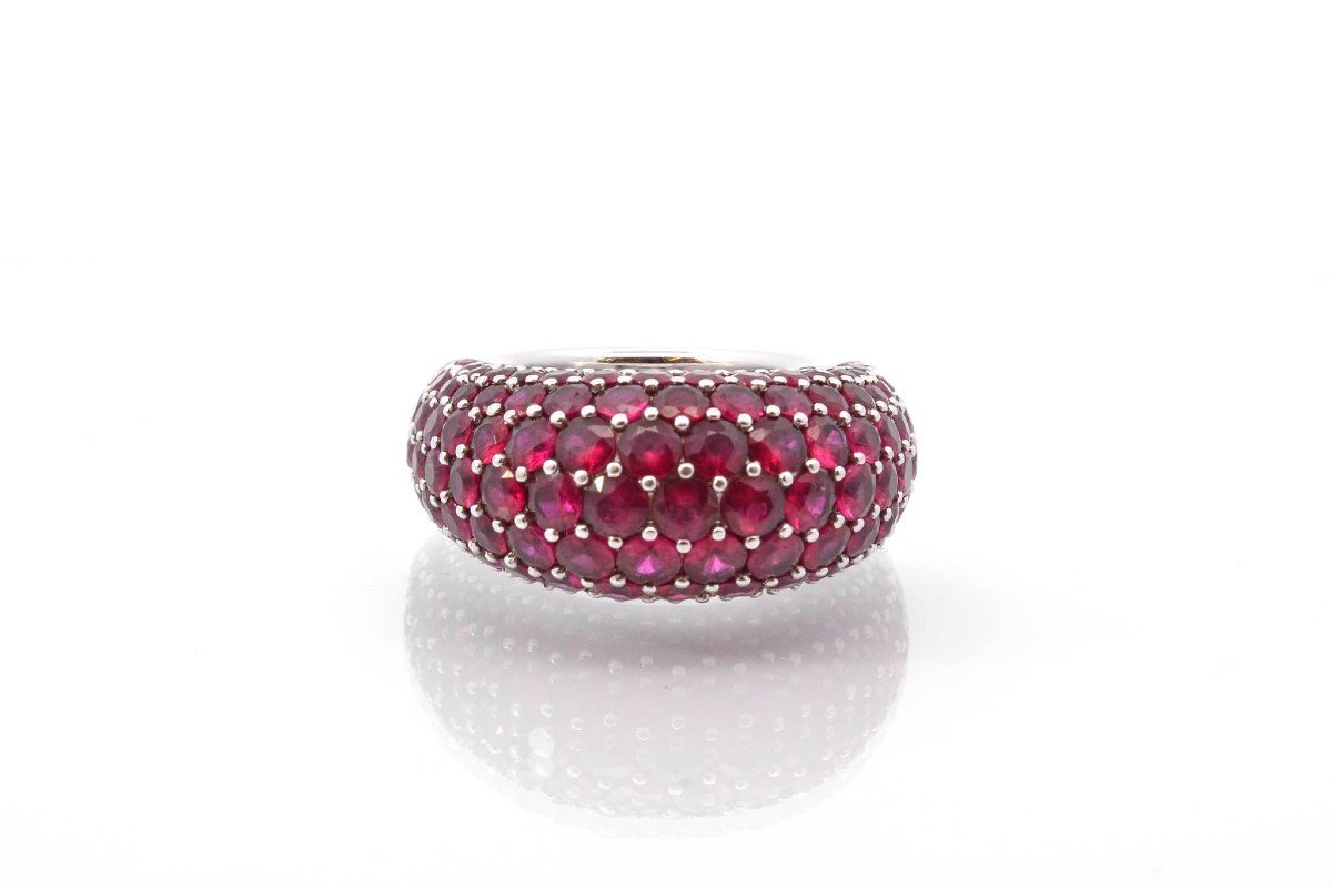 Ruby Bangle Ring In 18k White Gold-photo-2