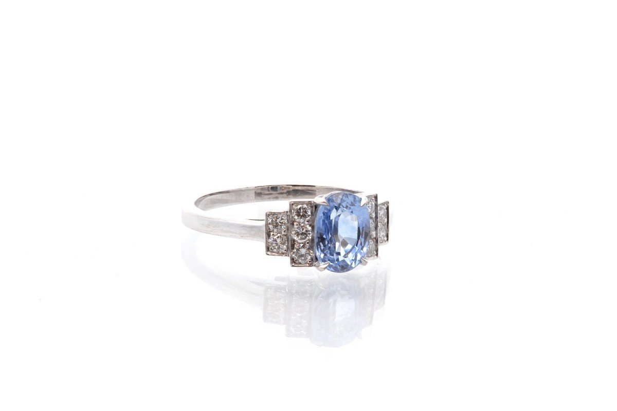 Vintage Sapphire And Diamond Ring In Platinum-photo-3