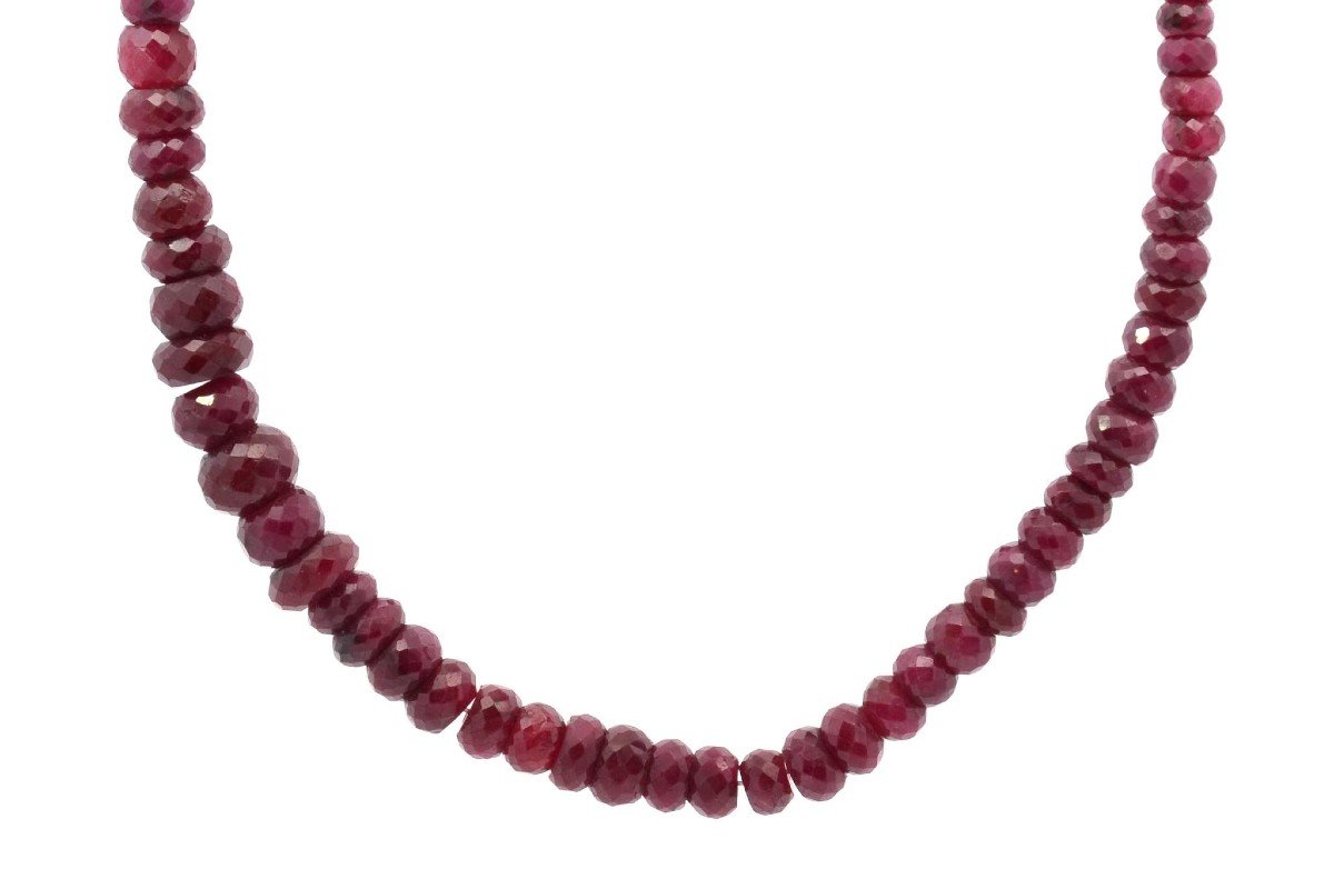 Faceted Ruby Beads Necklace