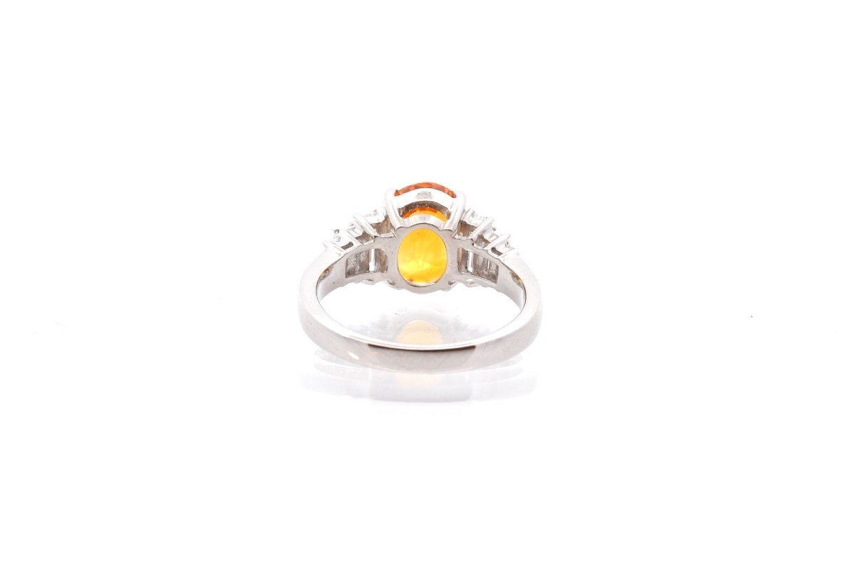 Yellow Sapphire And Diamond Ring In Platinum-photo-1