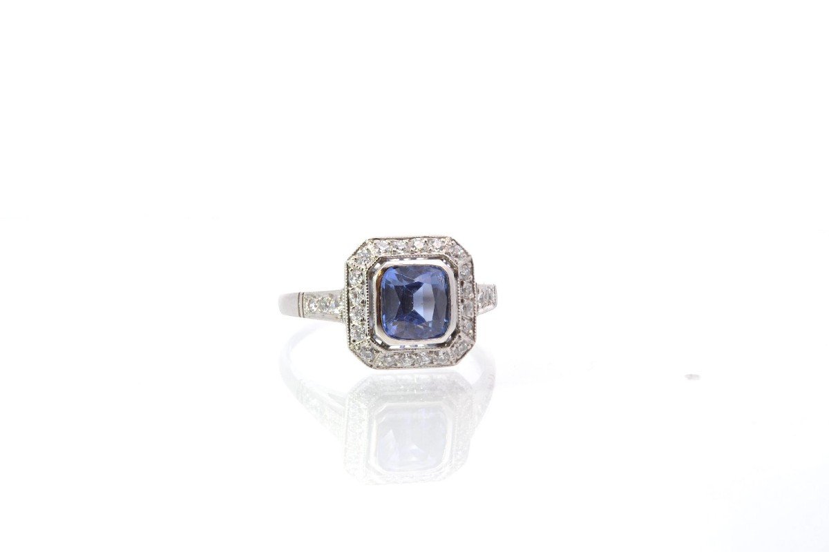 Vintage Art Deco Sapphire And Diamond Ring-photo-3